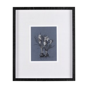 Botanical sketches V (Blue) by Mercana Studio Hand Embellished Framed Art Print Matted under Glass