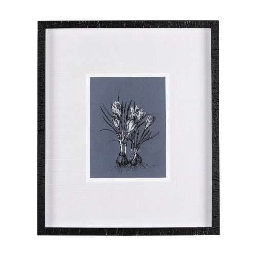 14579 - Botanical sketches V (Blue) by Mercana Studio Hand Embellished Framed Art Print Matted under Glass