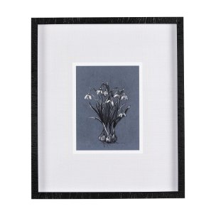 Botanical sketchesVI (Blue) by Mercana Studio Hand Embellished Framed Art Print Matted under Glass