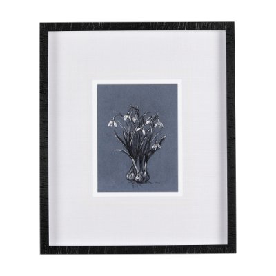 14580 - Botanical sketchesVI (Blue) by Mercana Studio Hand Embellished Framed Art Print Matted under Glass