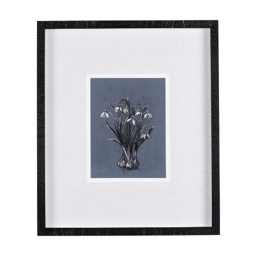 14580 - Botanical sketchesVI (Blue) by Mercana Studio Hand Embellished Framed Art Print Matted under Glass