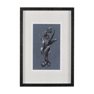 Botanical sketches I (Blue) by Mercana Studio Hand Embellished Framed Art Print Matted under Glass