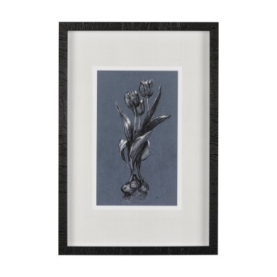 14581 - Botanical sketches I (Blue) by Mercana Studio Hand Embellished Framed Art Print Matted under Glass