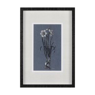 Botanical sketches I (Blue) by Mercana Studio Hand Embellished Framed Art Print Matted under Glass