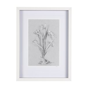 Botanical sketches III (Grey) by Mercana Studio Hand Embellished Framed Art Print Matted under Glass