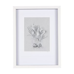 Botanical sketches V (Grey) by Mercana Studio Hand Embellished Framed Art Print Matted under Glass
