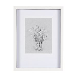 Botanical sketches VI (Grey) by Mercana Studio Hand Embellished Framed Art Print Matted under Glass