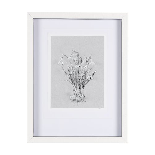 14591 - Botanical sketches VI (Grey) by Mercana Studio Hand Embellished Framed Art Print Matted under Glass