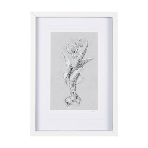 14592 - Botanical sketches I (Grey) by Mercana Studio Hand Embellished Framed Art Print Matted under Glass
