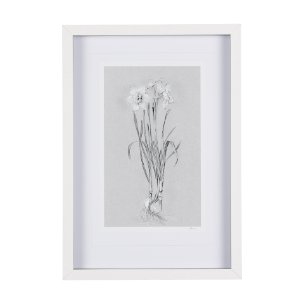 Botanical sketches II (Grey) by Mercana Studio Hand Embellished Framed Art Print Matted under Glass
