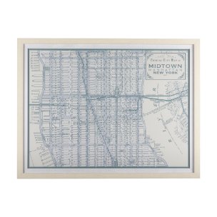 Manhattan Map I by Mercana Studio a Hand Embellished Textured Framed Art Print Matted under Glass