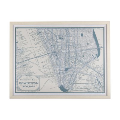 14638 - Manhattan Map II by Mercana Studio a Hand Embellished Textured Framed Art Print Matted under Glass