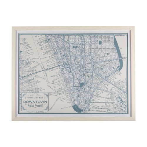 14638 - Manhattan Map II by Mercana Studio a Hand Embellished Textured Framed Art Print Matted under Glass