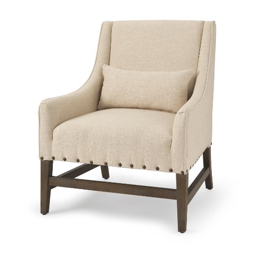 70243 - Kensington Cream Linen Fabric and Wood Accent Chair
