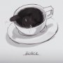 14447 - Coffee Cat  by Mercana Studio a Framed Art Print Matted under Glass