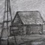 102359-L - Farm view sketch I by Mercana Studio a Hand Embellished Textured Canvas