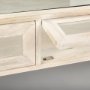 69298 - Arelius 42" Square Glass-Top White Wood w/ Gold Metal Base Display Coffee Table