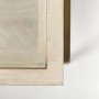 69298 - Arelius 42" Square Glass-Top White Wood w/ Gold Metal Base Display Coffee Table