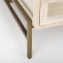 69298 - Arelius 42" Square Glass-Top White Wood w/ Gold Metal Base Display Coffee Table