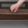 69747 - Arelius 49.5"L Rectangular Glass-Top Medium Brown Wood w/ Black Metal Base Display Coffee Table