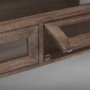 69747 - Arelius 49.5"L Rectangular Glass-Top Medium Brown Wood w/ Black Metal Base Display Coffee Table