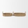 70228 - Haini Set of 2 Large Basketweave Seagrass Trays w/ Loop Handles