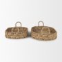 70228 - Haini Set of 2 Large Basketweave Seagrass Trays w/ Loop Handles