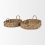 70228 - Haini Set of 2 Large Basketweave Seagrass Trays w/ Loop Handles