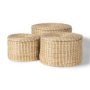 70231 - Kailini Set of 3 Nesting Seagrass & Palm Leaf Boxes with Lids 