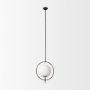 70199 - Farrah Frosted Glass Globe set in Matte Black Metal Pendant Ceiling Light