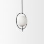 70199 - Farrah Frosted Glass Globe set in Matte Black Metal Pendant Ceiling Light