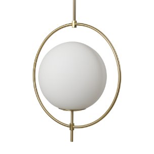 Farrah Frosted Glass Globe w/ Gold Metal Pendant Light