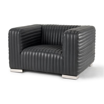 70190 - Ricciardo Black Leather Upholstered Arm Chair