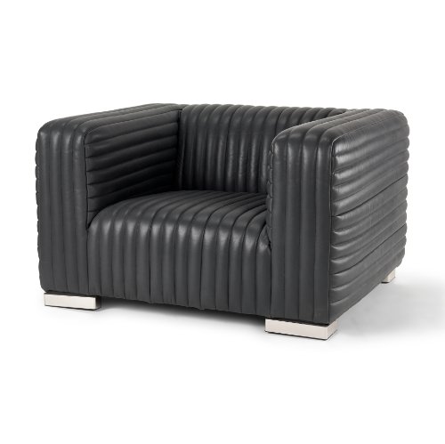 70190 - Ricciardo Black Leather Upholstered Arm Chair