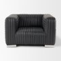 70190 - Ricciardo Black Leather Upholstered Arm Chair