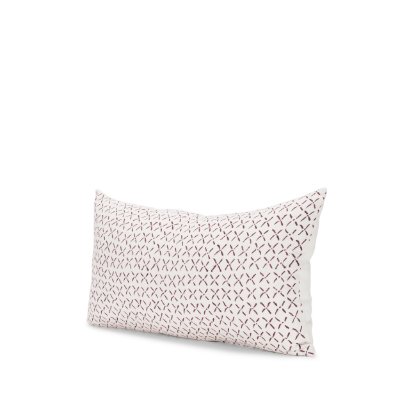 70312 - Jayden 14x26 Cream w/ Merlot Print Linen Lumbar Pillow Cover