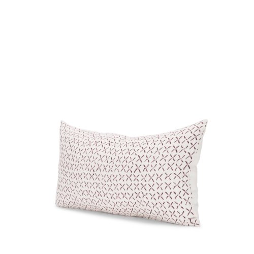 70312 - Jayden 14x26 Cream w/ Merlot Print Linen Lumbar Pillow Cover