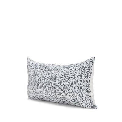 70320 - Janelle 14x26 Cream w/ Indigo Print Linen Lumbar Pillow Cover