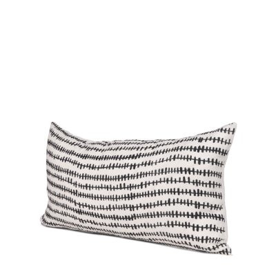 70322 - Jenna 14x26 Cream/Black Print Linen Lumbar Decorative Pillow Cover