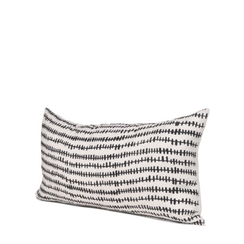 70322 - Jenna 14x26 Cream/Black Print Linen Lumbar Decorative Pillow Cover