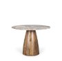 70564-AB - Allyson 42" Round Brown Wood Pedestal w/Savar Pink Marble Top Dining Table