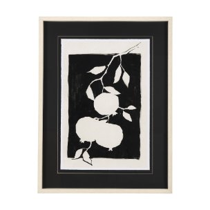 Pomegranate Branch Silhouette by Mercana Studio Hand Embellished Framed Art Print Matted under Glass