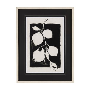 Lemon Branch Silhouette by Mercana Studio Hand Embellished Framed Art Print Matted under Glass