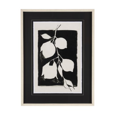 14673 - Lemon Branch Silhouette by Mercana Studio Hand Embellished Framed Art Print Matted under Glass