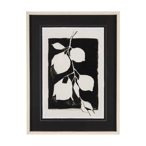 14673 - Lemon Branch Silhouette by Mercana Studio Hand Embellished Framed Art Print Matted under Glass
