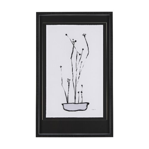 14674 - Organic Line Drawing I by Mercana Studio Hand Embellished Framed Art Print Matted under Glass