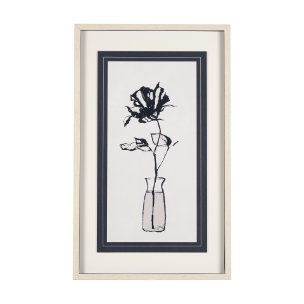 Sapphire Vase II by Mercana Studio a Hand Embellished Textured Framed Art Print Matted under Glass