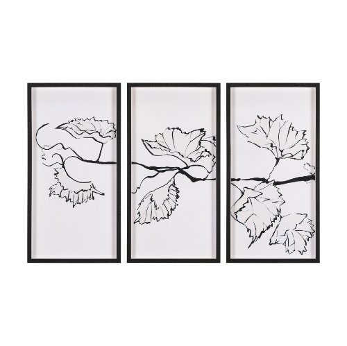 14678 - Begonia Vine (Left) by Mercana Studio Hand Embellished Textured Framed Art Print Matted under Glass
