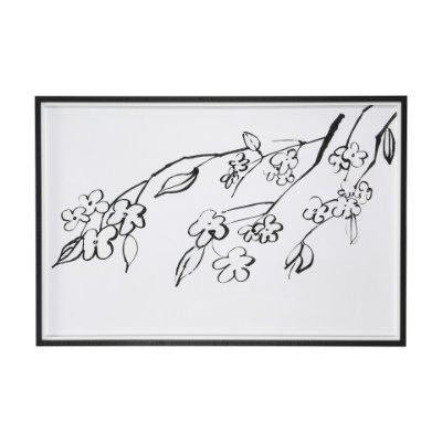 14682 - Blossoming Cherry Branch by Mercana Studio Hand Embellished Framed Art Print Matted under Glass