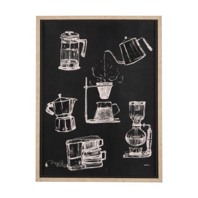 14692 - Coffee Maker Study by Mercana Studio a Hand Embellished Textured Framed Art Print Matted under Glass